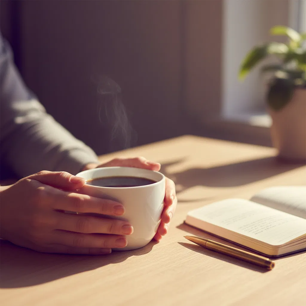 Morning coffee routine - green coffee extract wellness supplement as part of a daily habit